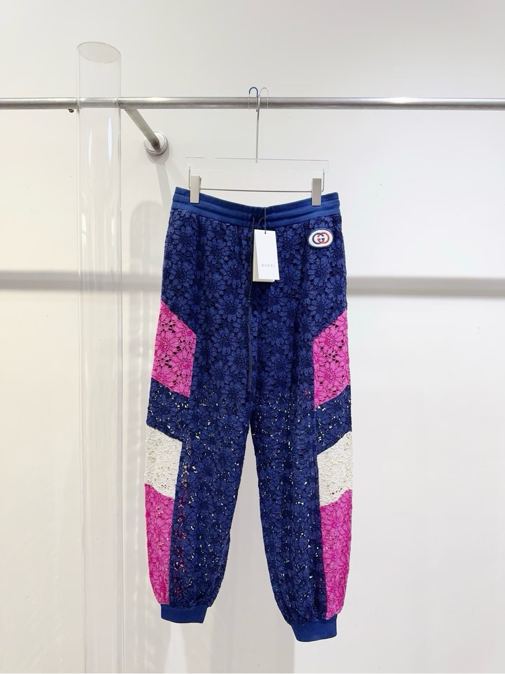🚩steal Gucci Blue, Pink & White Lace Joggers
